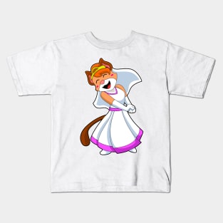 Cat as Bride with Wedding dress & Crown Kids T-Shirt